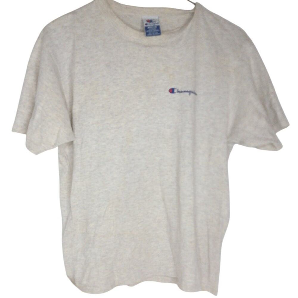 Vintage Champion T-Shirt 90s Embroidered Script Logo Heather Gray Made in USA M - Picture 8 of 11
